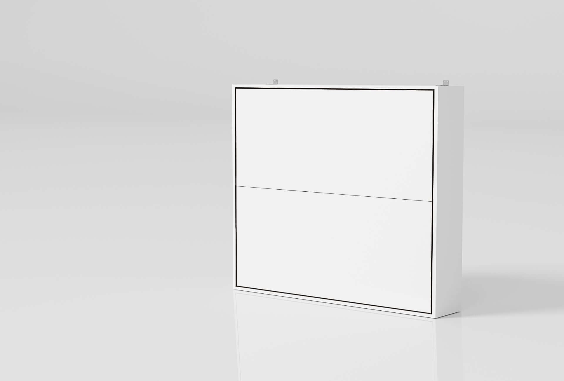 Wit opklapbed met een minimalistisch ontwerp, ideaal voor ruimtebesparing in kleine kamers.