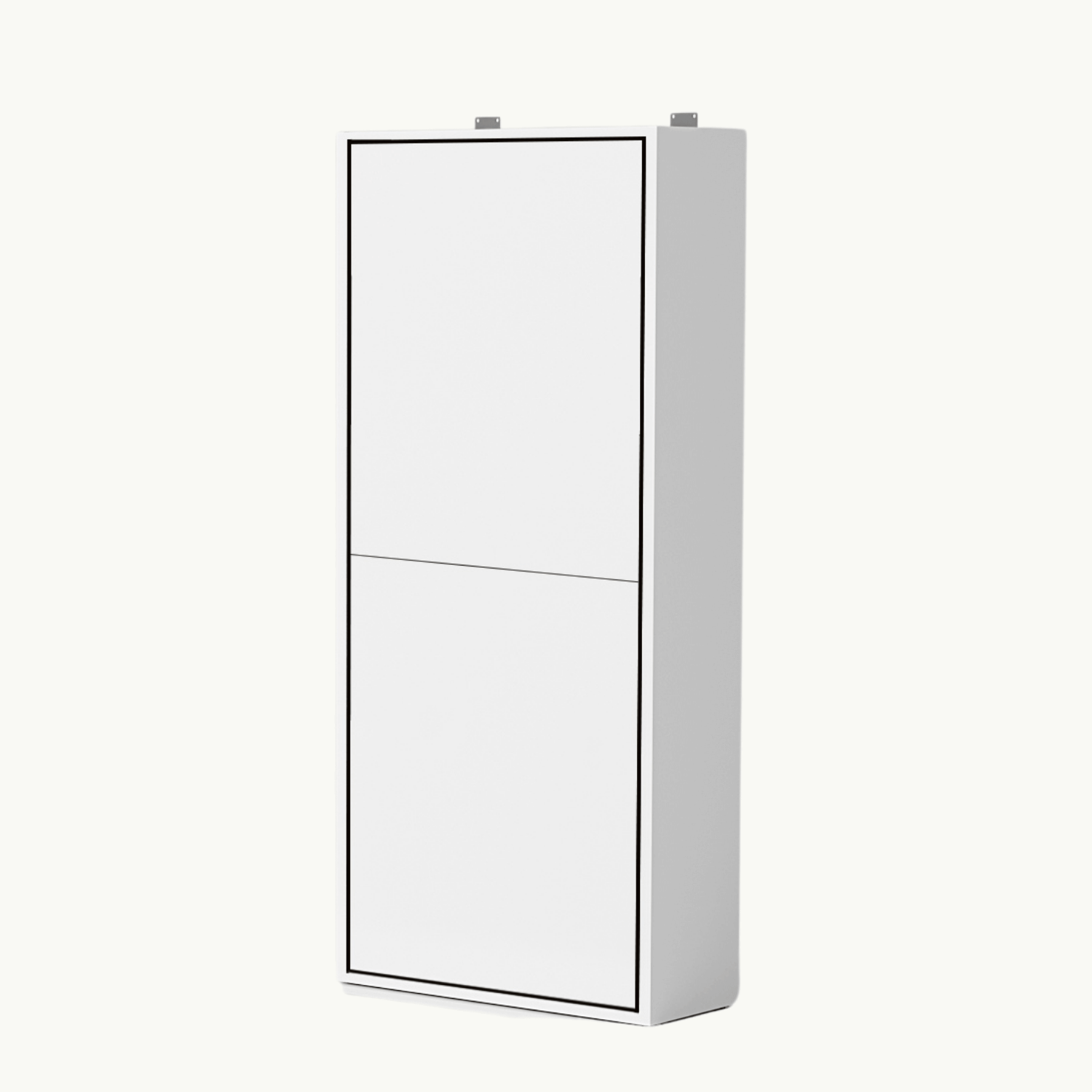 Strakke witte kast die als een opklapbed functioneert, ideale oplossing voor ruimtebesparing in kleine kamers.