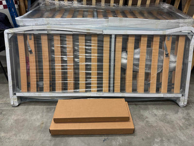 Opklapbed mechanisme 90x200 verticaal met stevig metalen frame en lattenbodem in verpakking.