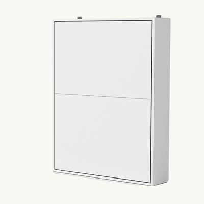 Opklapbed 140x200 verticaal in de opbergstand, elegant en ruimtebesparend voor moderne woningen.