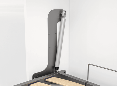 Mechanisme van het opklapbed 90x200 verticaal – Compaqt Deluxe, te gebruiken voor ruimtebesparing en comfort.